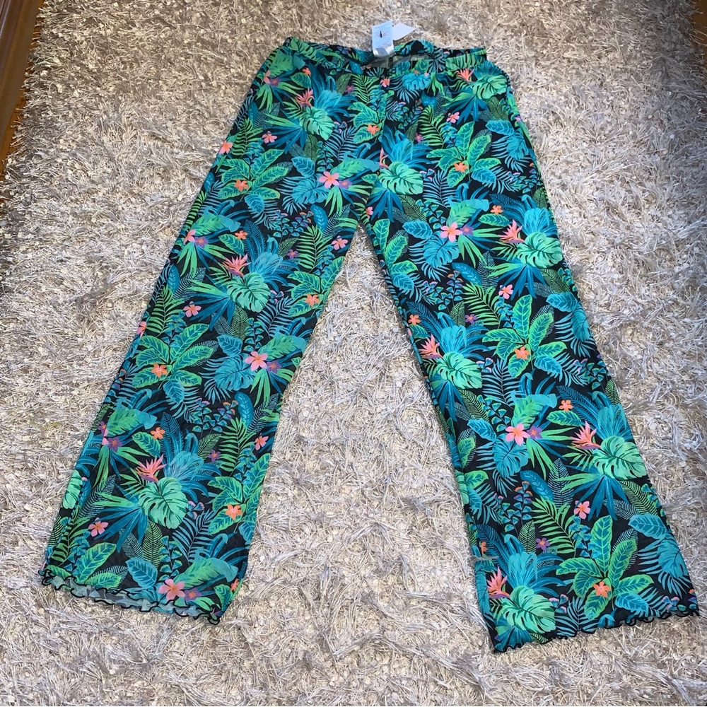 Tropical Leaf Sheer Swim cover up pants for Girls - see description
